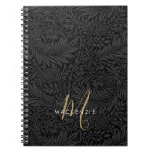 Elegant Gold Monogram Black Floral Pattern Notitieboek (Voorkant)