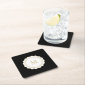 Elegant Gold Monogram Black Kartonnen Onderzetters (Insitu)