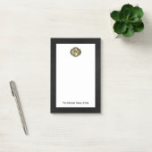 Elegant Gold Monogram Black Leather Look Post-it® Notes (Kantoor)