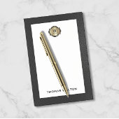 Elegant Gold Monogram Black Leather Look Post-it® Notes