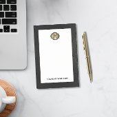 Elegant Gold Monogram Black Leather Look Post-it® Notes