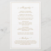 Elegant Gold Monogram Budget Weddenprogramma Flyer (Achterkant)