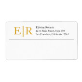 Elegant Gold Monogram Business Return Address Etiket (Voorkant)