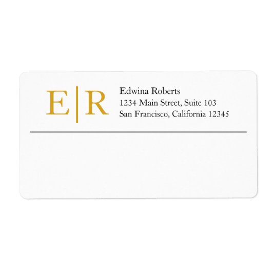 Elegant Gold Monogram Business Return Address Etiket (Voorkant)