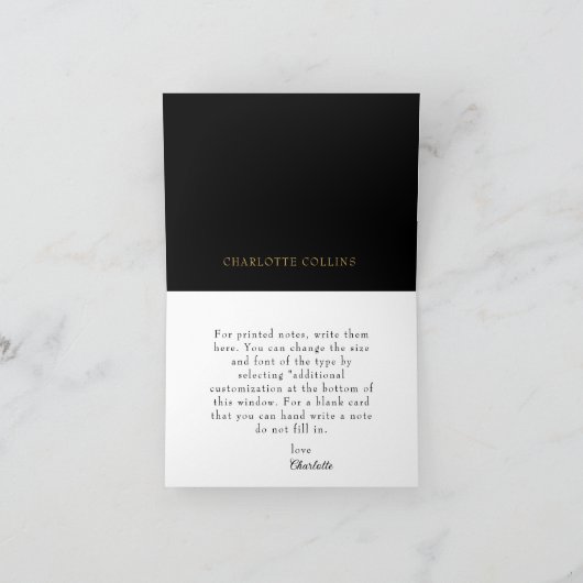 Elegant Gold Monogram C met bloemen Noteer Kaart (Binnen)