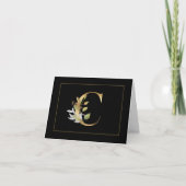 Elegant Gold Monogram C met bloemen Noteer Kaart (Voorkant)