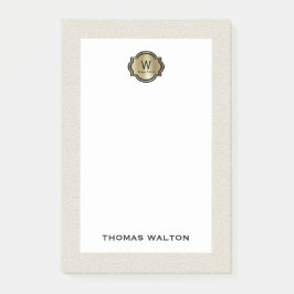 Elegant Gold Monogram Creamy White Leather Look Post-it® Notes
