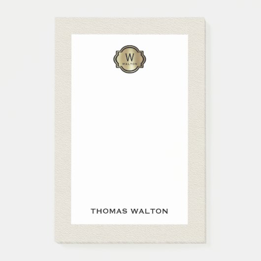 Elegant Gold Monogram Creamy White Leather Look Post-it® Notes (Voorkant)