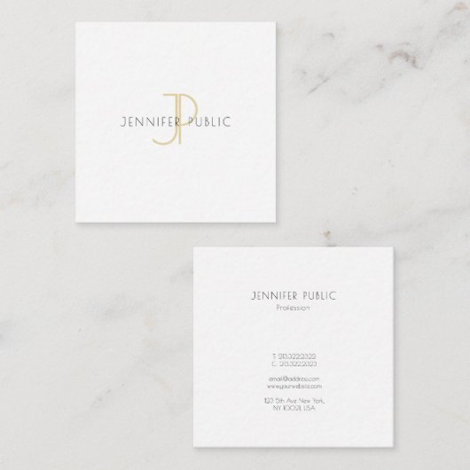 Elegant Gold Monogram Design Luxe Sjabloon Moderne Vierkante Visitekaartje (Voorkant / Achterkant)