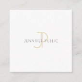Elegant Gold Monogram Design Luxe Sjabloon Moderne Vierkante Visitekaartje (Voorkant)