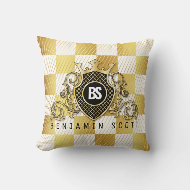 Elegant Gold Monogram design Thow Pillow Kussen (Voorkant)
