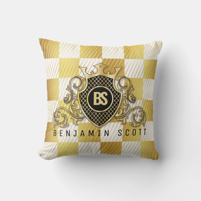 Elegant Gold Monogram design Thow Pillow Kussen (Voorkant)