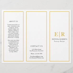 Elegant Gold Monogram drievoudig Brochure