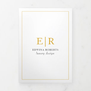 Elegant Gold Monogram drievoudig Brochure Drieluik Kaart