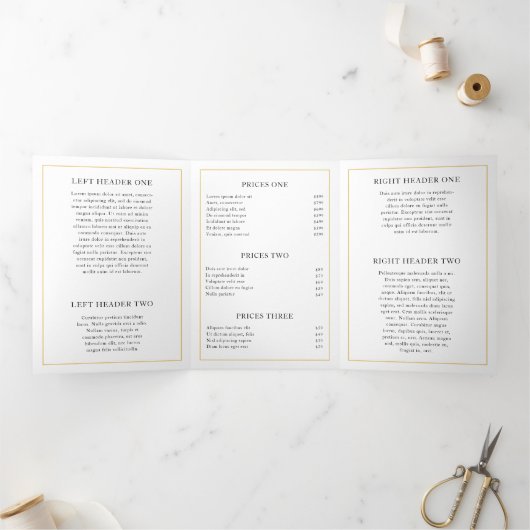 Elegant Gold Monogram drievoudig Brochure Drieluik Kaart (Binnen)