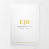 Elegant Gold Monogram drievoudig Brochure Drieluik Kaart (Cover)