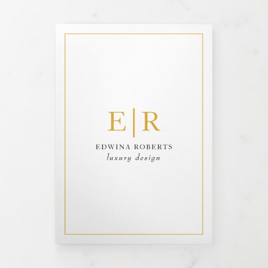 Elegant Gold Monogram drievoudig Brochure Drieluik Kaart (Cover)