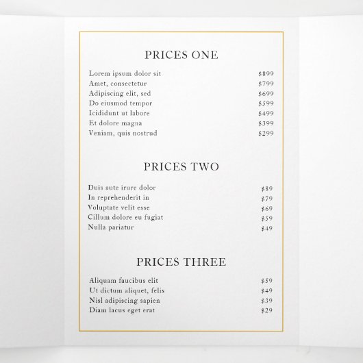 Elegant Gold Monogram drievoudig Brochure Drieluik Kaart (Binnenkant midden)