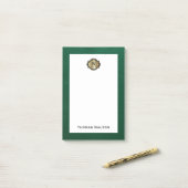 Elegant Gold Monogram Emerald Green Leather Look Post-it® Notes (Op bureau)