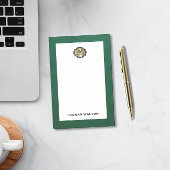 Elegant Gold Monogram Emerald Green Leather Look Post-it® Notes