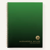 Elegant Gold Monogram Emerald Green Notitieboek (Voorkant)