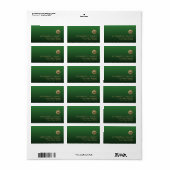 Elegant Gold Monogram Emerald Green Return-adres Etiket (Full Sheet)