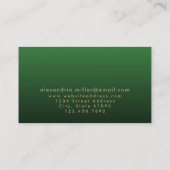 Elegant Gold Monogram Emerald Green Visitekaartje (Achterkant)