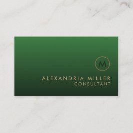 Elegant Gold Monogram Emerald Green Visitekaartje