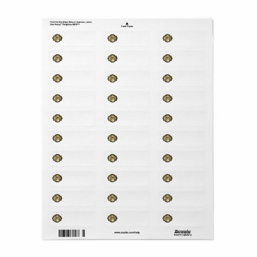 Elegant Gold Monogram File Folder Labels (Full Sheet)