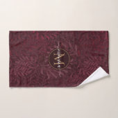 Elegant Gold Monogram Floral Brown Maroon Bad Handdoek (Handdoek)