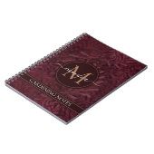 Elegant Gold Monogram Floral Brown Maroon Notitieboek (Linkerzijde)