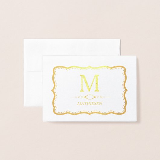 Elegant Gold Monogram Folie Kaarten (Voorkant met envelop)