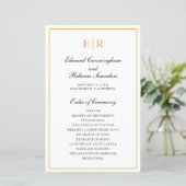 Elegant Gold Monogram Foral Wedding Program (Staand voorkant)