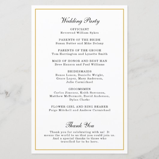 Elegant Gold Monogram Foral Wedding Program (Achterkant)