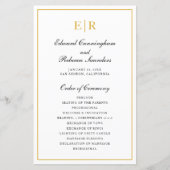 Elegant Gold Monogram Foral Wedding Program (Voorkant)
