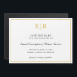 Elegant Gold Monogram Formal Wedding Save the Date Magnetische Uitnodiging<br><div class="desc">Elegant magnetisch sparen de datum met uw twee initiaal monogram in faux goud,  binnen een grens,  over een witte achtergrond. Dit stijlvolle ontwerp is geweldig voor een formele bruiloft.</div>