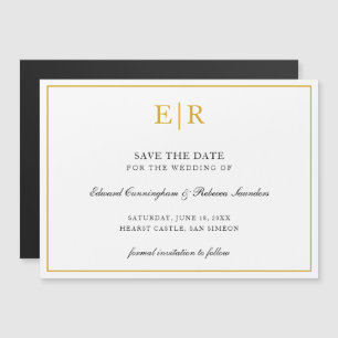 Elegant Gold Monogram Formal Wedding Save the Date Magnetische Uitnodiging