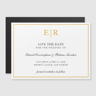 Elegant Gold Monogram Formal Wedding Save the Date Magnetische Uitnodiging