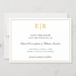 Elegant Gold Monogram Formal Wedding Save the Date Magnetische Uitnodiging