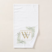Elegant Gold Monogram Greenery Floral Bad Handdoek (Handdoek)
