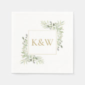 Elegant Gold Monogram Greenery Foliage Wedding Servet (Voorkant)