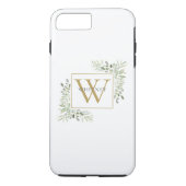 Elegant Gold Monogram Greenery gepersonaliseerd Case-Mate iPhone Case (Achterkant)