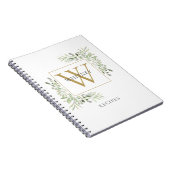 Elegant Gold Monogram Greenery Recipe Cookbook Notitieboek (Rechterzijde)