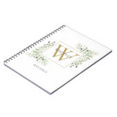 Elegant Gold Monogram Greenery Recipe Cookbook Notitieboek (Linkerzijde)