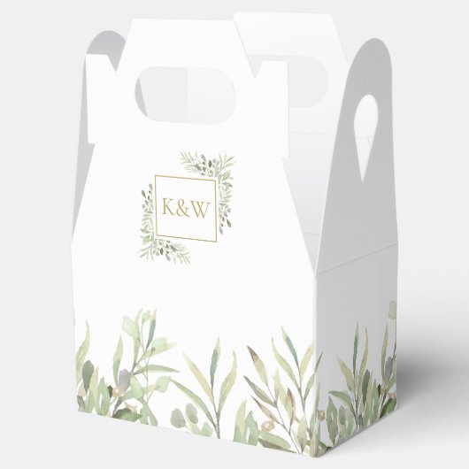 Elegant Gold Monogram Greenery Wedding Bedankdoosjes (Geopend)
