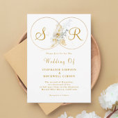 Elegant Gold Monogram in één bruiloft Kaart