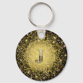 Elegant Gold Monogram J Letter gift sleutelhanger (Voorkant)