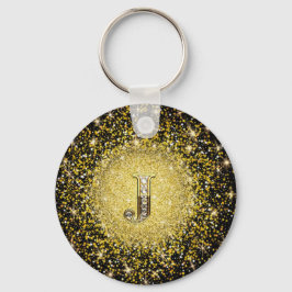 Elegant Gold Monogram J Letter gift sleutelhanger