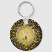 Elegant Gold Monogram J Letter gift sleutelhanger (Achterkant)
