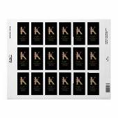 Elegant Gold Monogram k Floral Address Label (Full Sheet)
